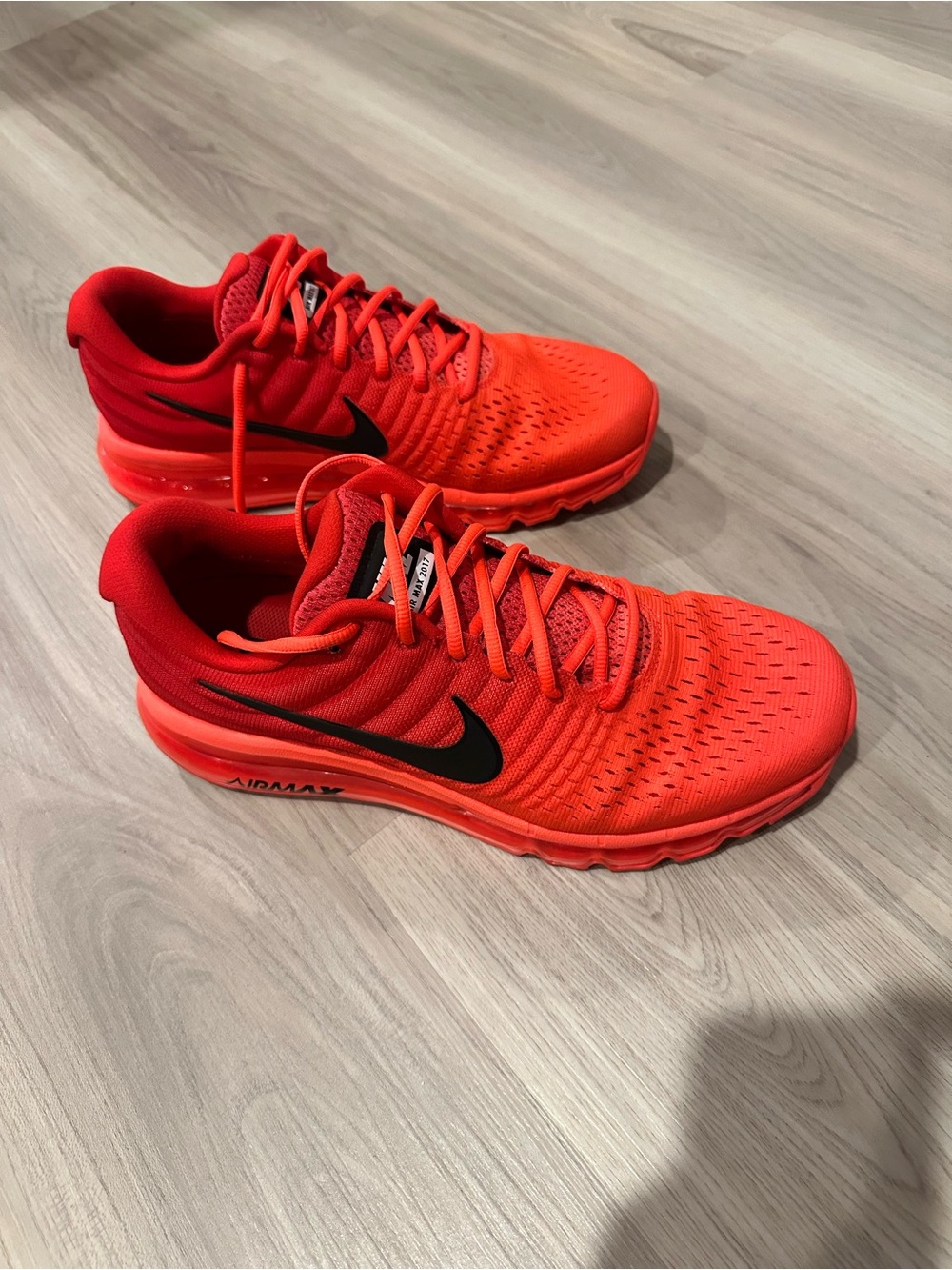 Nike Men’s Air Max 2017 Athletic Shoes - Bright Orange with Black Swoosh